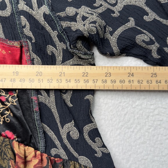 Nothing Matches Sweater Womens Size 2 Blue Gray Floral Patchwork Ruffle Boho Top - Picture 4 of 6